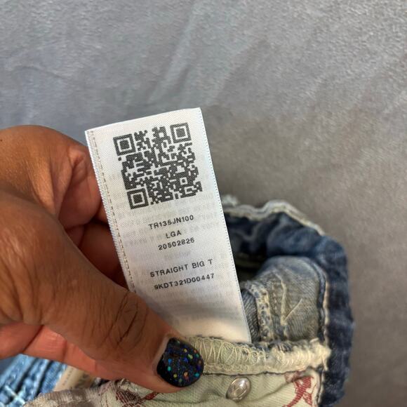 True Religion 2T Jeans Adjustable Waist Streetwear Thick Stitch Hip Hop Straight - Picture 14 of 16